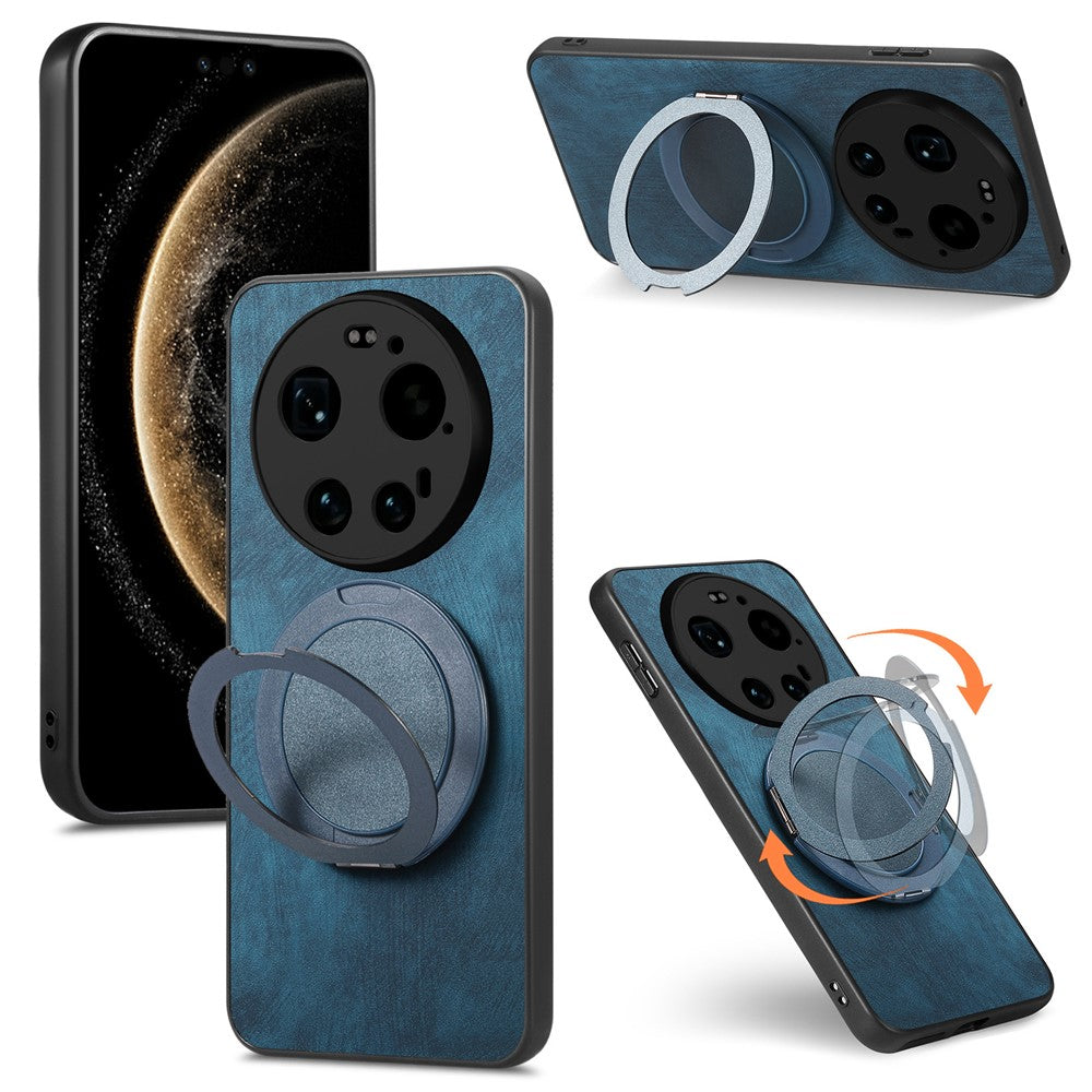 For Xiaomi 17 Ultra 5G Stress Relief Retro Leather Back Cover Phone Case with Rotating Kickstand