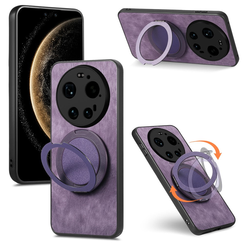 For Xiaomi 17 Ultra 5G Stress Relief Retro Leather Back Cover Phone Case with Rotating Kickstand