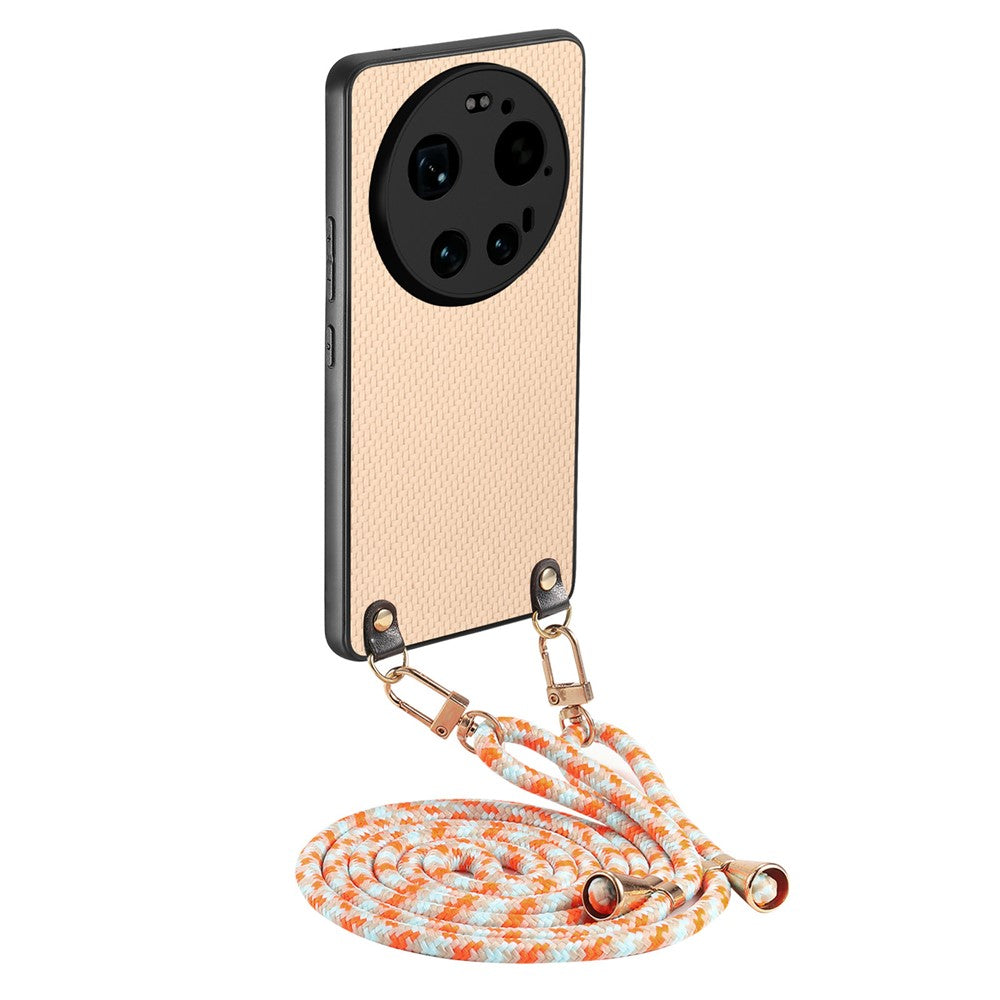 Xiaomi 17 Ultra 5G-skal, kolfiberstruktur, hybridmobilbaksida med justerbar rem