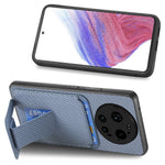 Xiaomi 17 Ultra 5G-skal med korthållare, kolfibertextur, läderbelagd TPU-mobilskal - brunt