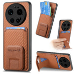 For Xiaomi 17 Ultra 5G Case Card Holder Carbon Fiber Texture Leather Coated TPU Phone Cover - Green
