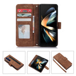 For Samsung Galaxy Z Fold8 Ultra Case PU Leather Wallet Phone Cover with Wrist Strap / Pen Holder
