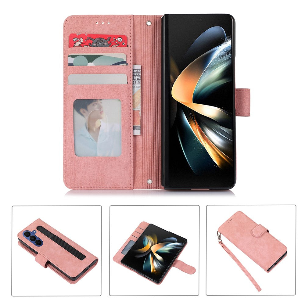 For Samsung Galaxy Z Fold8 Ultra Case PU Leather Wallet Phone Cover with Wrist Strap / Pen Holder
