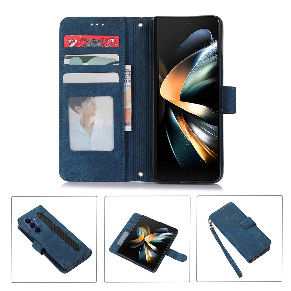 For Samsung Galaxy Z Fold8 Ultra Case PU Leather Wallet Phone Cover with Wrist Strap / Pen Holder