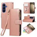 For Samsung Galaxy Z Fold8 Ultra Case Multi Card Slots Zipper Leather Phone Cover with Wrist Strap