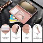 For Samsung Galaxy Z Fold8 Ultra Case Multi Card Slots Zipper Leather Phone Cover with Wrist Strap