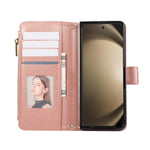 For Samsung Galaxy Z Fold8 Ultra Case Multi Card Slots Zipper Leather Phone Cover with Wrist Strap