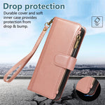 For Samsung Galaxy Z Fold8 Ultra Case Multi Card Slots Zipper Leather Phone Cover with Wrist Strap