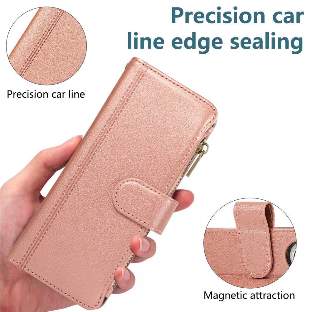 For Samsung Galaxy Z Fold8 Ultra Case Multi Card Slots Zipper Leather Phone Cover with Wrist Strap