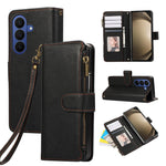For Samsung Galaxy Z Fold8 Ultra Case Multi Card Slots Zipper Leather Phone Cover with Wrist Strap