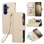 For Samsung Galaxy Z Fold8 Ultra Case Multi Card Slots Zipper Leather Phone Cover with Wrist Strap