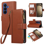 For Samsung Galaxy Z Fold8 Ultra Case Multi Card Slots Zipper Leather Phone Cover with Wrist Strap