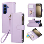 For Samsung Galaxy Z Fold8 Ultra Case Multi Card Slots Zipper Leather Phone Cover with Wrist Strap
