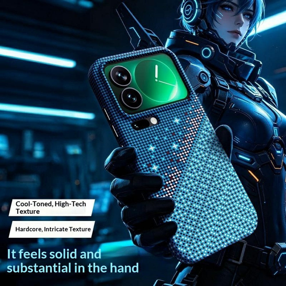 For Xiaomi 17 Pro Magnetic Case Pixel Grid Pattern Hard PC Shockproof Phone Cover