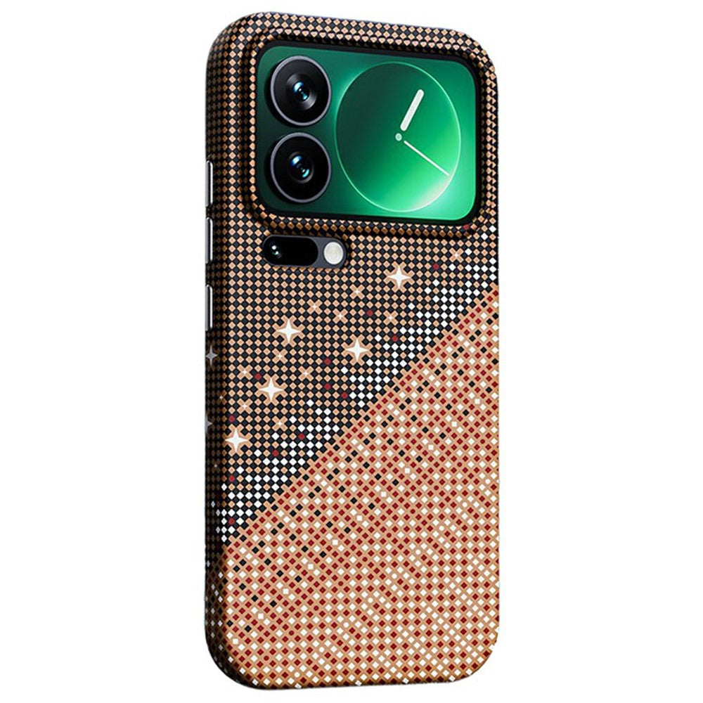 For Xiaomi 17 Pro Magnetic Case Pixel Grid Pattern Hard PC Shockproof Phone Cover