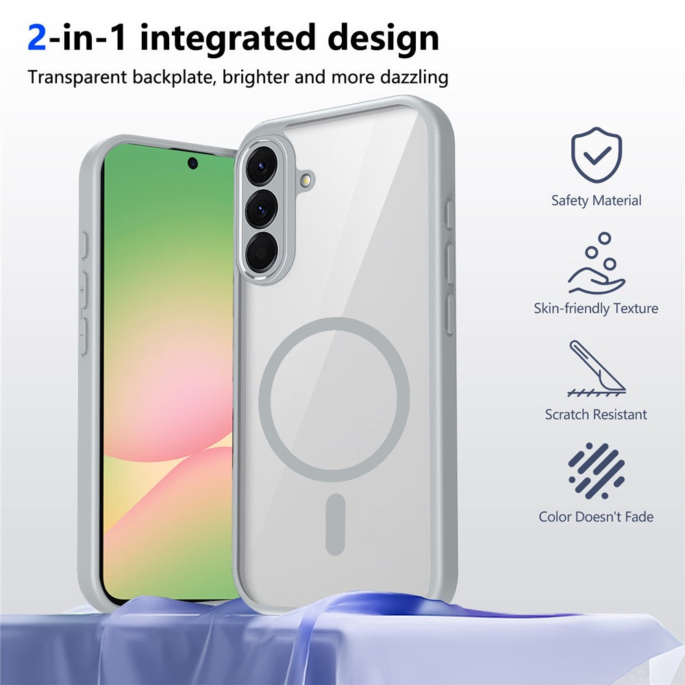 Til Samsung Galaxy A56 5G Magnetisk Cover Transparent PC + TPU Stødsikkert Hudvenligt Telefoncover