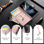 Til Samsung Galaxy Z Fold8 Ultra Cover Multi Kortpladser Lynlås Rombus Læder Telefoncover med Håndrem
