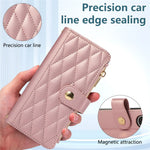 Til Samsung Galaxy Z Fold8 Ultra Cover Multi Kortpladser Lynlås Rombus Læder Telefoncover med Håndrem
