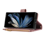 Til Samsung Galaxy Z Fold8 Ultra Cover Multi Kortpladser Lynlås Rombus Læder Telefoncover med Håndrem