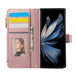 Til Samsung Galaxy Z Fold8 Ultra Cover Multi Kortpladser Lynlås Rombus Læder Telefoncover med Håndrem
