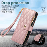 Til Samsung Galaxy Z Fold8 Ultra Cover Multi Kortpladser Lynlås Rombus Læder Telefoncover med Håndrem