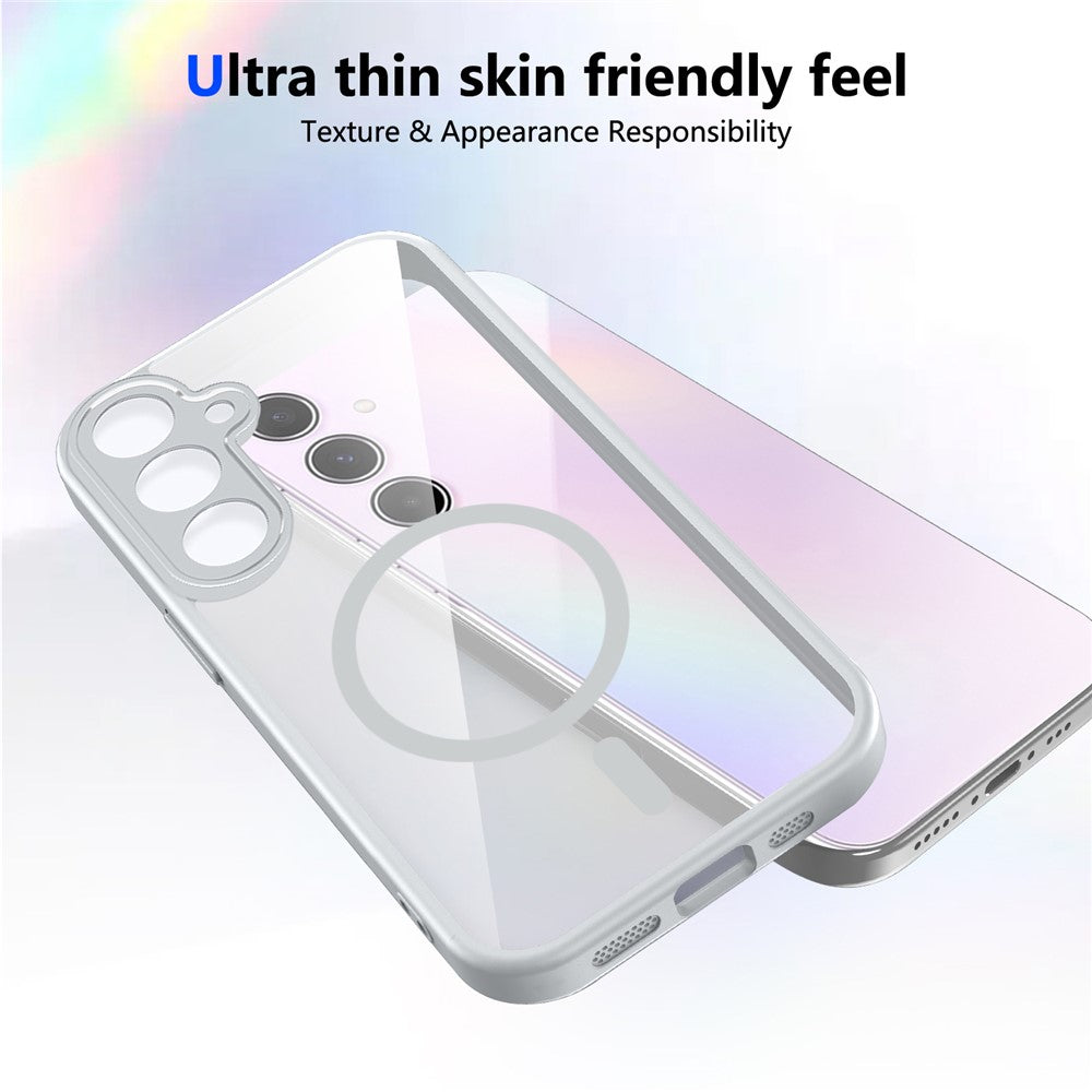 For Samsung Galaxy S25 Magnetic Case Transparent PC + TPU Shockproof Skin-friendly Phone Cover