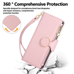 For Samsung Galaxy Z Fold7 5G Case Zipper Wallet Leather Phone Cover with Wrist Strap