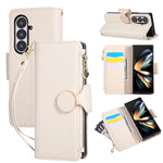 For Samsung Galaxy Z Fold7 5G Case Zipper Wallet Leather Phone Cover with Wrist Strap
