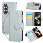 For Samsung Galaxy Z Fold7 5G Case Zipper Wallet Leather Phone Cover with Wrist Strap