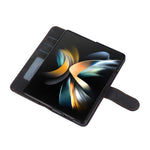 For Samsung Galaxy Z Fold7 5G Case PU Leather Wallet Phone Cover with Wrist Strap / Pen Holder