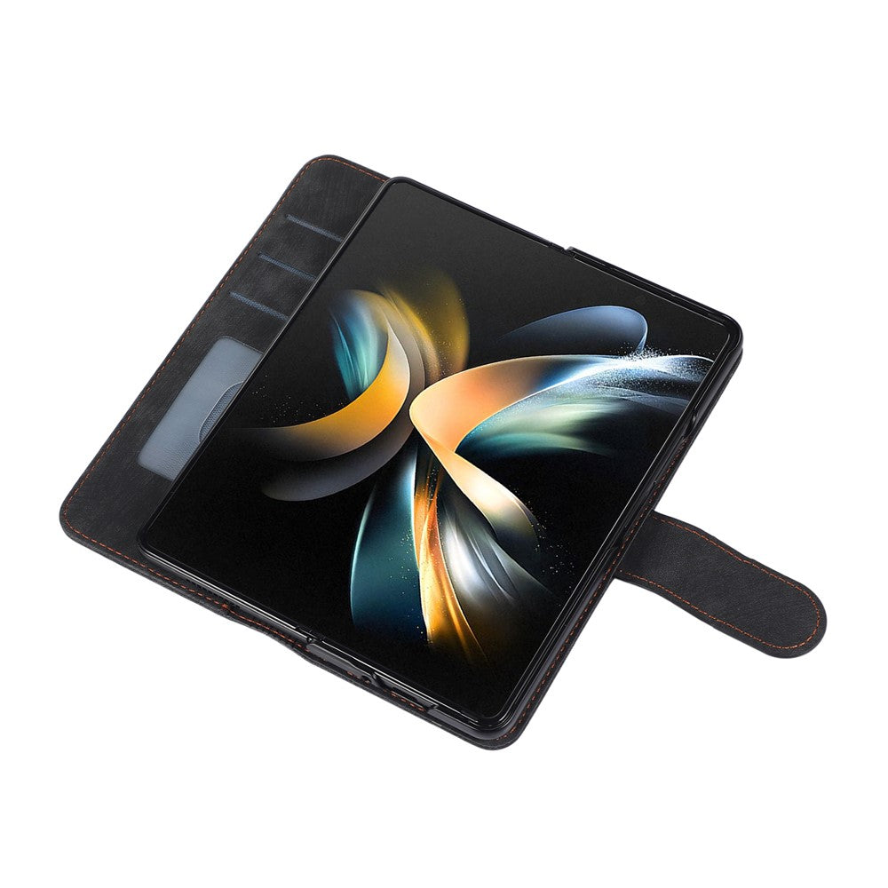 For Samsung Galaxy Z Fold7 5G Case PU Leather Wallet Phone Cover with Wrist Strap / Pen Holder