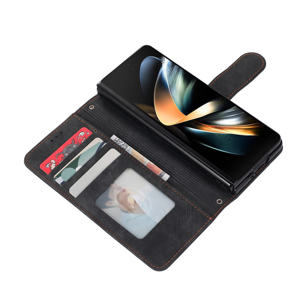 For Samsung Galaxy Z Fold7 5G Case PU Leather Wallet Phone Cover with Wrist Strap / Pen Holder