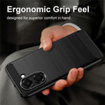 For Honor X7e 4G TPU Case Protective Phone Cover Carbon Fiber Texture Brushed
