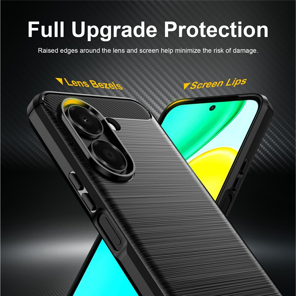 For Honor X7e 4G TPU Case Protective Phone Cover Carbon Fiber Texture Brushed