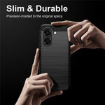 For Honor X7e 4G TPU Case Protective Phone Cover Carbon Fiber Texture Brushed