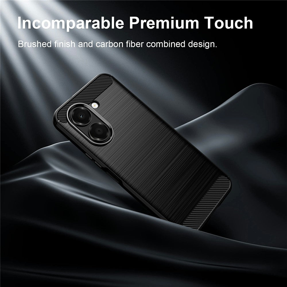 For Honor X7e 4G TPU Case Protective Phone Cover Carbon Fiber Texture Brushed