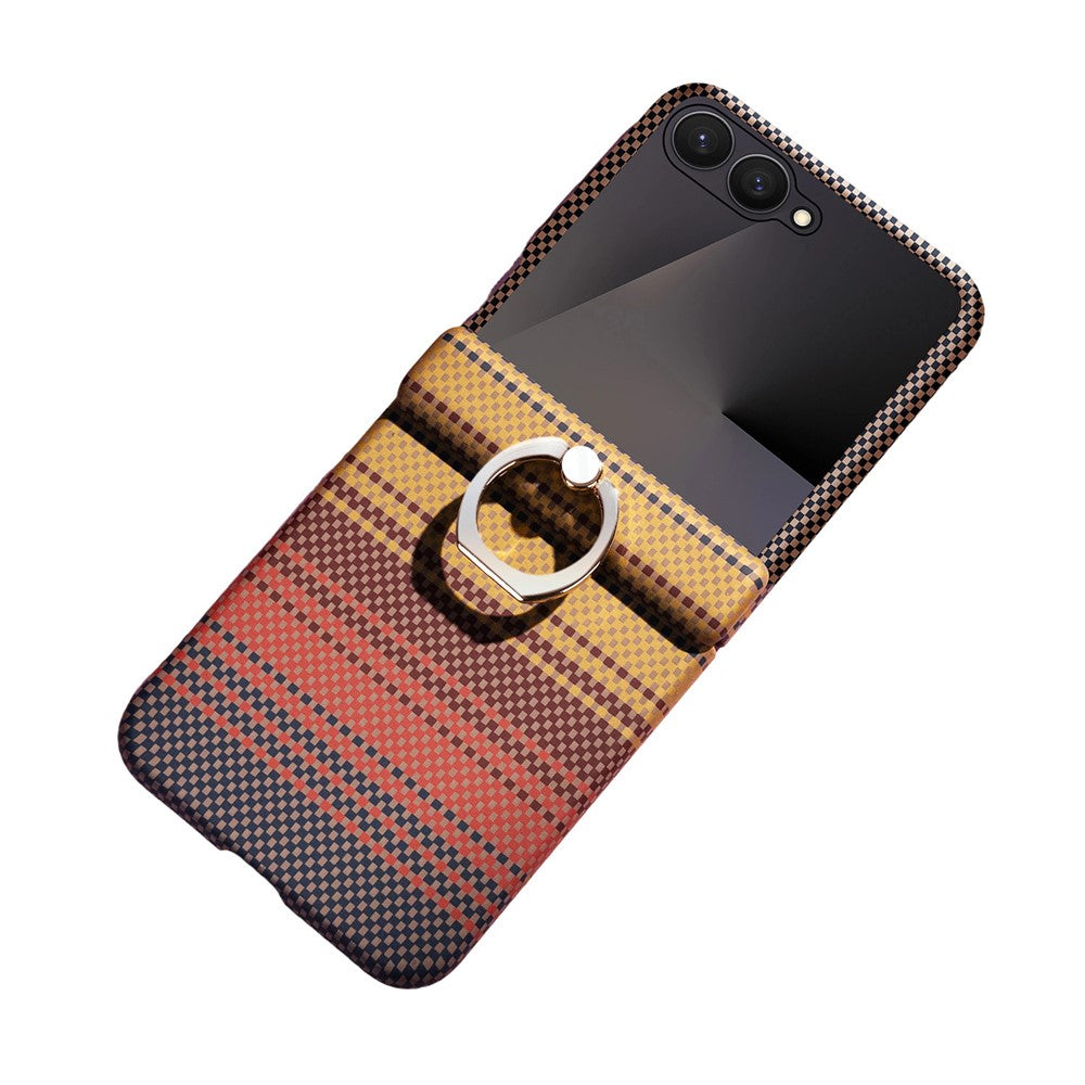 For Samsung Galaxy Z Flip8 Phone Case Ring Holder Kickstand PC Cover with Tempered Glass Screen Protector