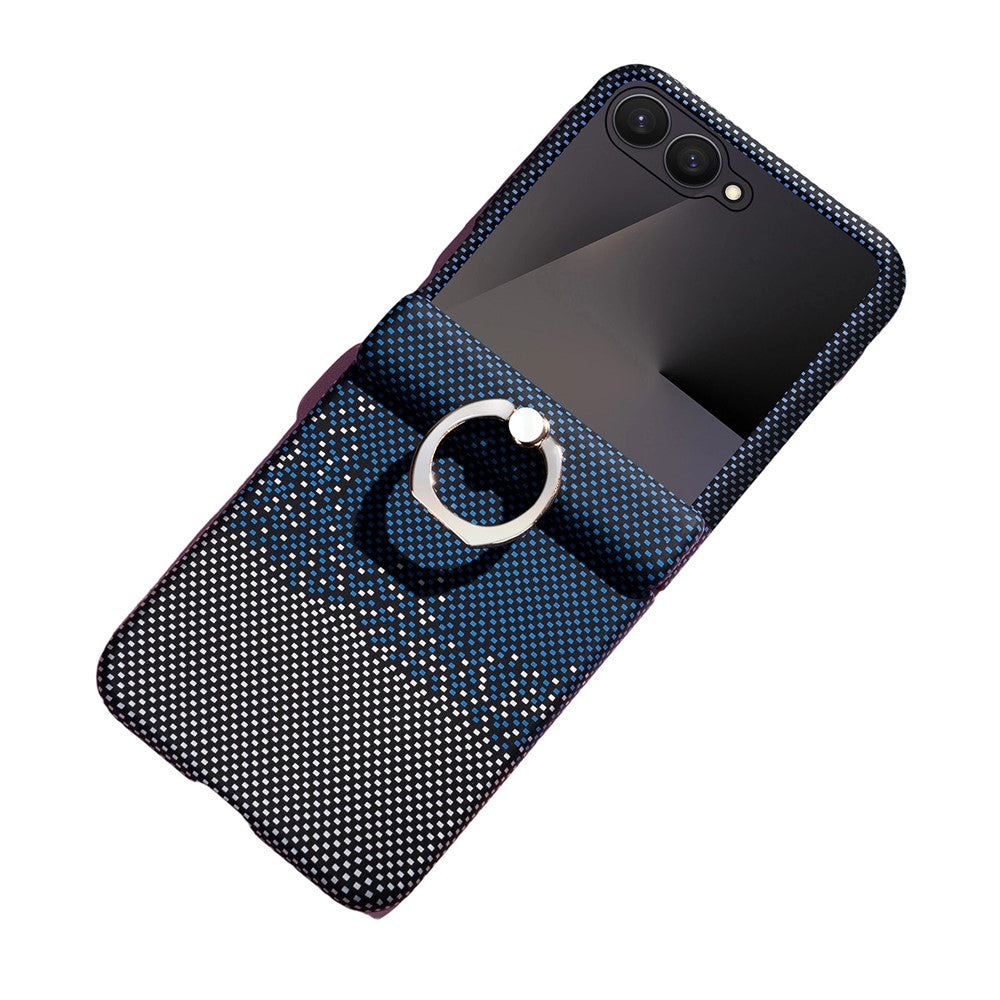 For Samsung Galaxy Z Flip8 Phone Case Ring Holder Kickstand PC Cover with Tempered Glass Screen Protector