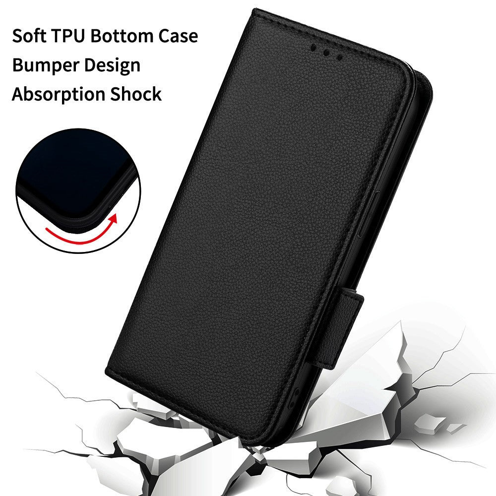 For Huawei Enjoy 90 Pro Max  /  nova 15 Max Case Litchi Texture Wallet Leather Phone Cover with Wrist Strap