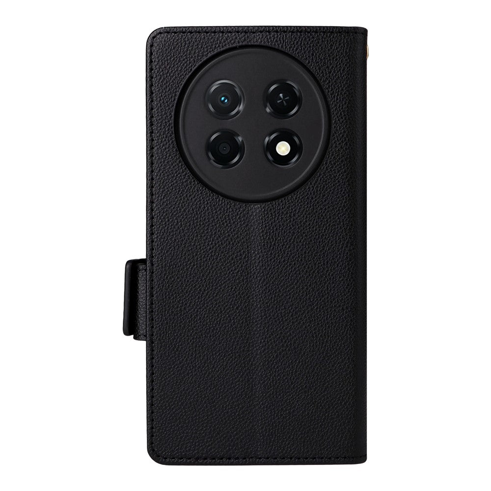 For Huawei Enjoy 90 Pro Max  /  nova 15 Max Case Litchi Texture Wallet Leather Phone Cover with Wrist Strap