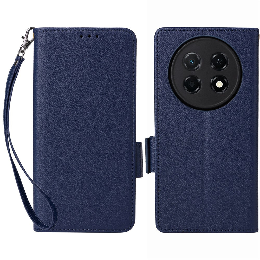 For Huawei Enjoy 90 Pro Max  /  nova 15 Max Case Litchi Texture Wallet Leather Phone Cover with Wrist Strap