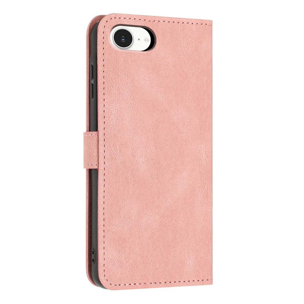 For iPhone 17th / 16th Wallet Case Butterfly Flower Imprint PU Leather Phone Cover with Wrist Strap