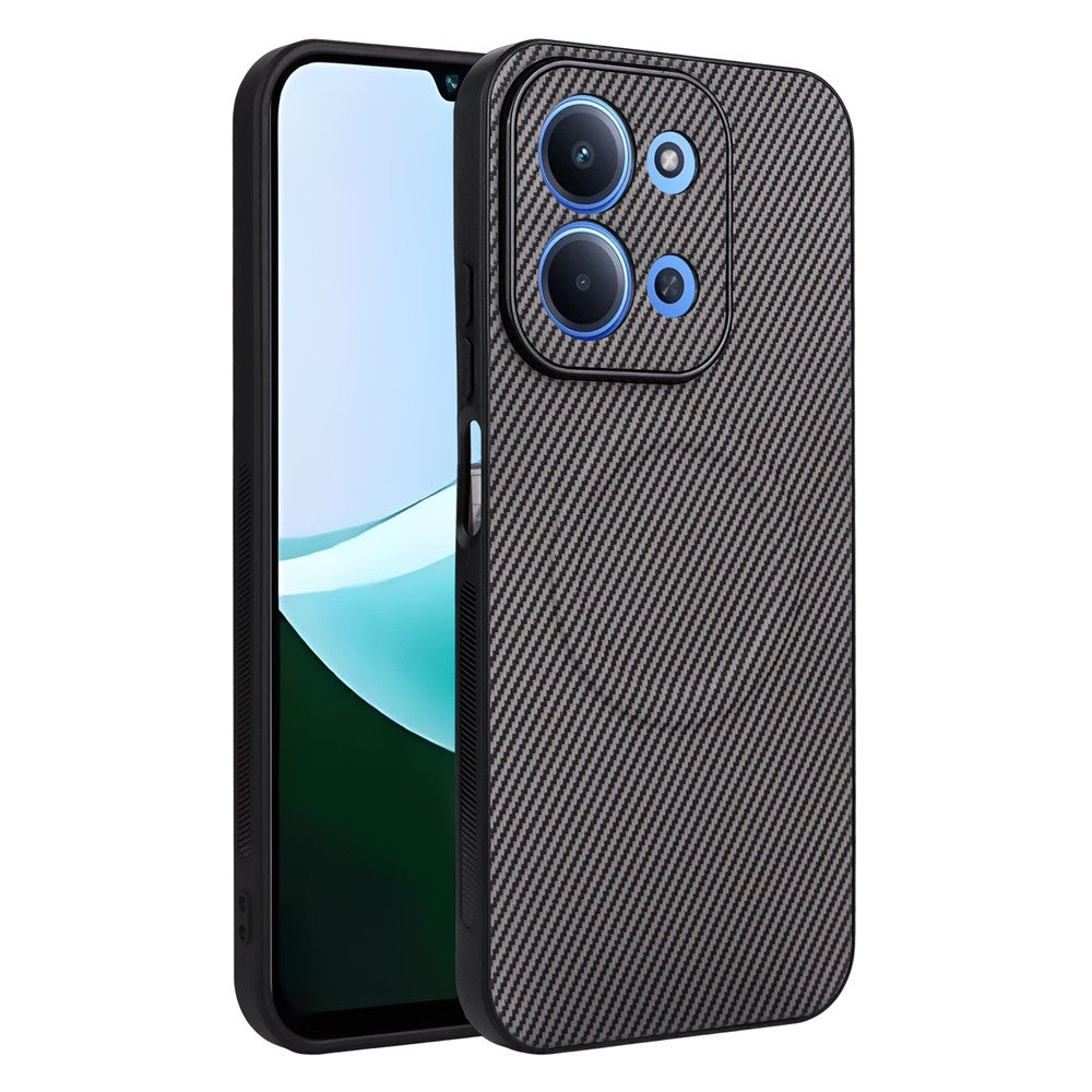 For Xiaomi Redmi 15C 4G (EU) (173mm) / 15C 5G (EU) (173mm) Case Carbon Fiber Texture Leather Coated TPU PC Phone Cover with Metal Ring for Magnetic Car Mount