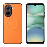 Xiaomi Redmi A5 NFC (EU) (173,45 mm) skal kolfiberstruktur läderbelagd TPU PC mobilskal med metallring för magnetiskt bilfäste