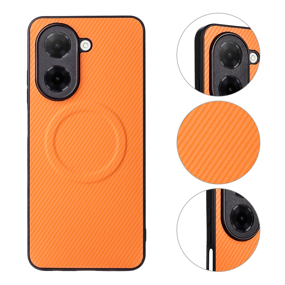 Xiaomi Redmi A5 NFC (EU) (173,45 mm) skal kolfiberstruktur läderbelagd TPU PC mobilskal med metallring för magnetiskt bilfäste