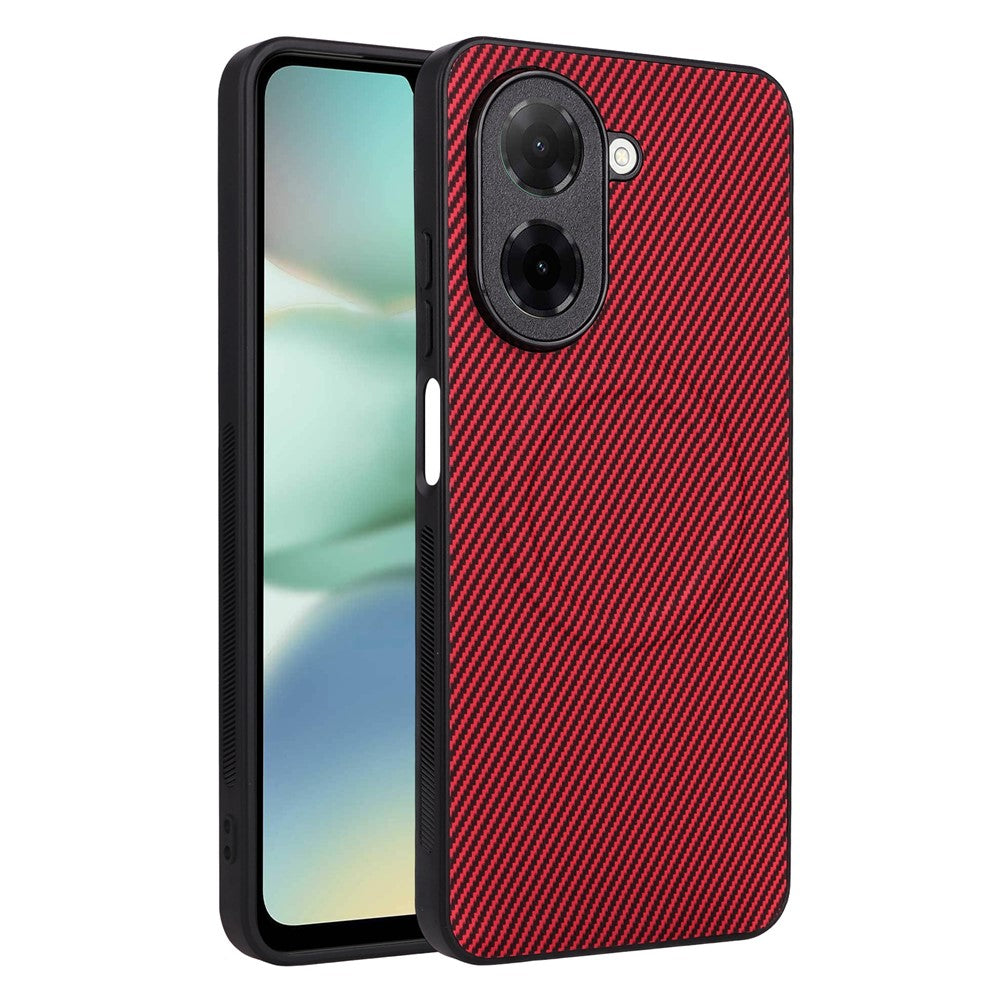 Xiaomi Redmi A5 NFC (EU) (173,45 mm) skal kolfiberstruktur läderbelagd TPU PC mobilskal med metallring för magnetiskt bilfäste