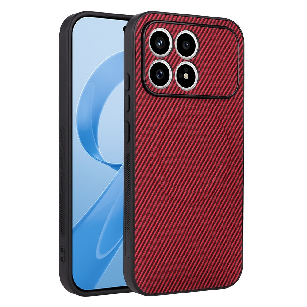 Xiaomi Poco F8 Pro 5G / Redmi K90 5G-cover med kulfiberstruktur, læderbeklædt TPU- og PC-mobilcover med metalring til magnetisk bilmontering
