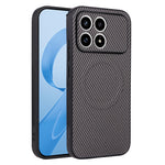 Xiaomi Poco F8 Pro 5G / Redmi K90 5G-cover med kulfiberstruktur, læderbeklædt TPU- og PC-mobilcover med metalring til magnetisk bilmontering