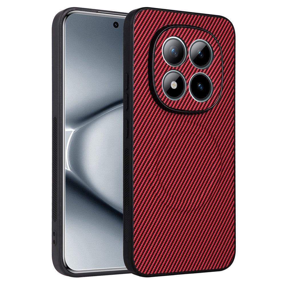 Xiaomi Redmi Note 15 4G (Global) skal kolfiberstruktur läderbelagd TPU PC mobilskal med metallring för magnetisk bilmontering