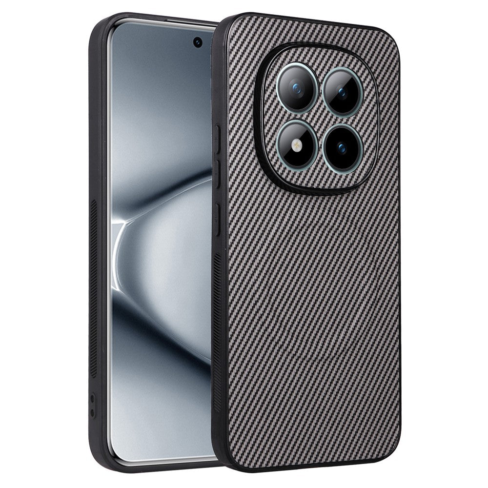 Xiaomi Redmi Note 15 Pro 5G (Global) skal kolfiberstruktur läderbelagd TPU PC mobilskal med metallring för magnetisk bilmontering